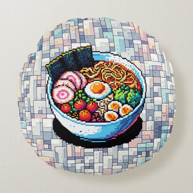 Pixel Art Ramen Noodles  Round Pillow (Front)