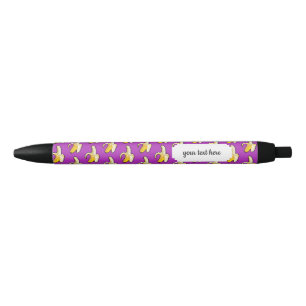 Pixel Art Ready To Eat Yellow Banana Pattern Black Ink Pen