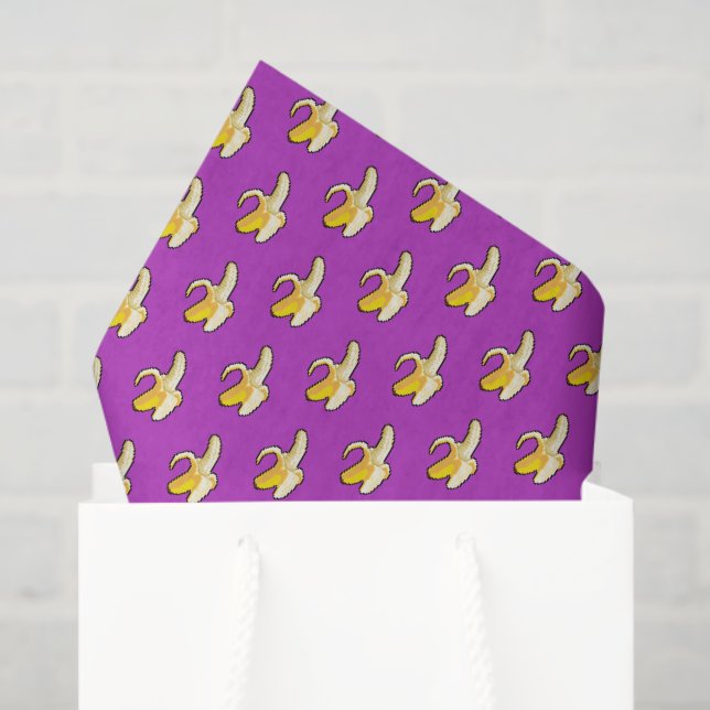 Pixel Art Ready To Eat Yellow Banana Pattern Tissue Paper (Gift Bag)