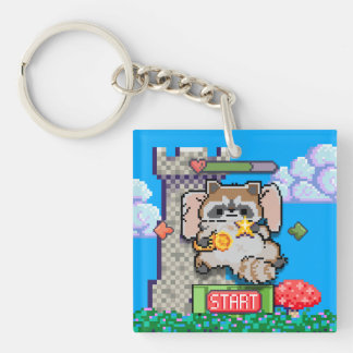 Pixel Art Retro Gaming Animal Acrylic Keychain