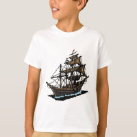 Pixel Art Sailing Ship on Water