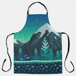 Pixel art seamless background. Location with snowy Apron