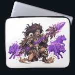 Pixel Art Shaman Warrior with Spirit Wolves Fantas Laptop Sleeve<br><div class="desc">Discover a powerful fusion of retro gaming aesthetics and dark fantasy storytelling with this Pixel Art Shaman Warrior design by AmazingEG. This artwork showcases a fierce tribal warrior empowered by mystical energy, wielding a magical staff while surrounded by glowing purple spirit wolves. Each element of the design is carefully crafted...</div>