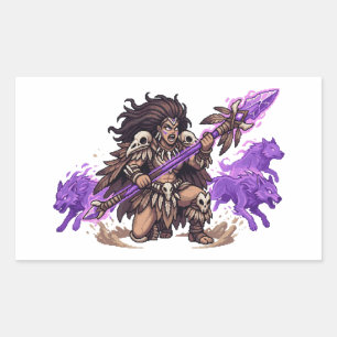 Pixel Art Shaman Warrior with Spirit Wolves Fantas Sticker