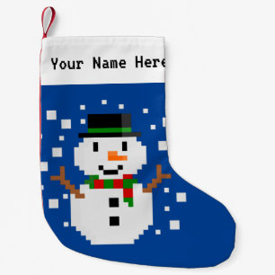Pixel Art SNOWMAN 4 Small Christmas Stocking