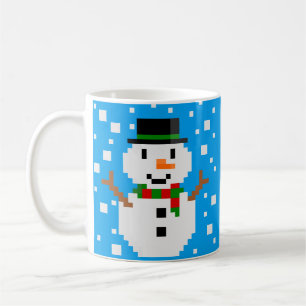 Pixel Art SNOWMAN Coffee Mug