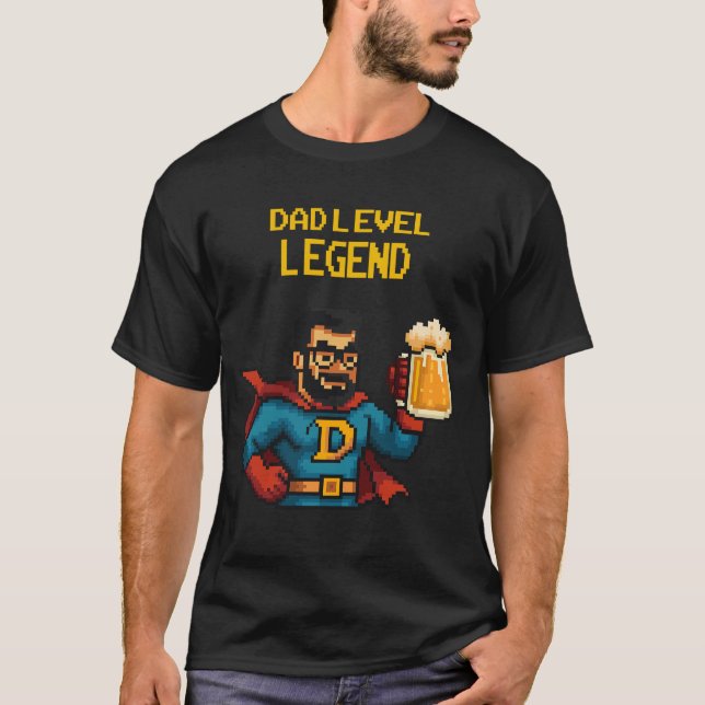 Pixel Art Superhero Dad T-Shirt, Father's Day Gift T-Shirt (Front)