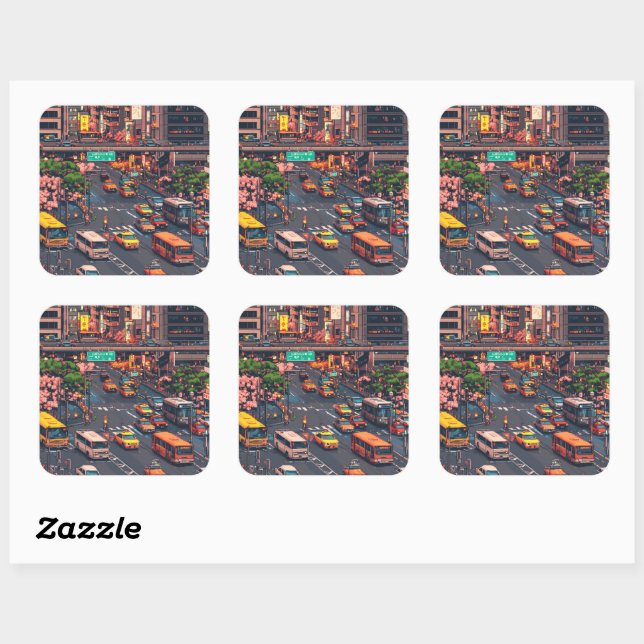 Pixel Art Tokyo Stuck Sticker (Sheet)
