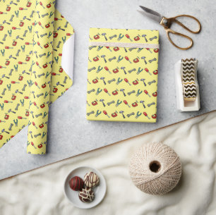 Pixel Art Tool Pattern With Hammer Vice And Pliers Wrapping Paper