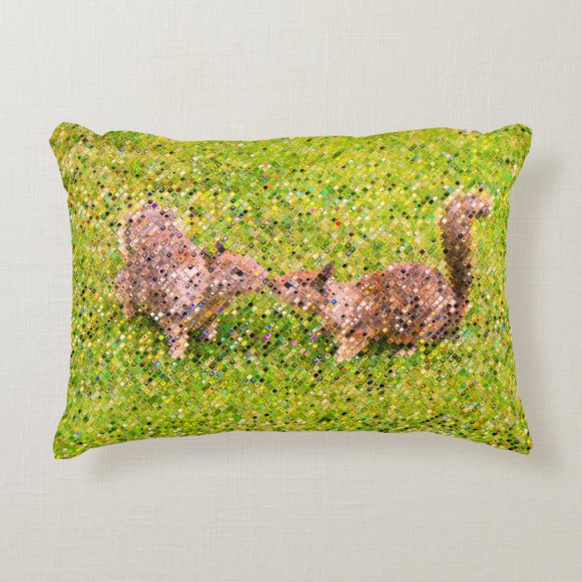 Pixel Art - Two Squirrels Accent Pillow (Front)