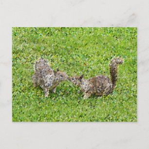 Pixel Art - Two Squirrels Postcard