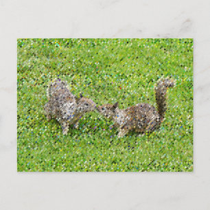 Pixel Art - Two Squirrels Postcard