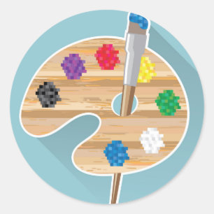 Pixel art Vector art Artists Palette Classic Round Sticker