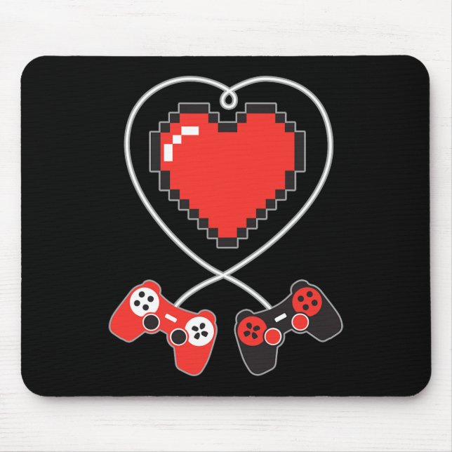 Pixel Art Video-game Controller Valentines Day Gam Mouse Pad (Front)