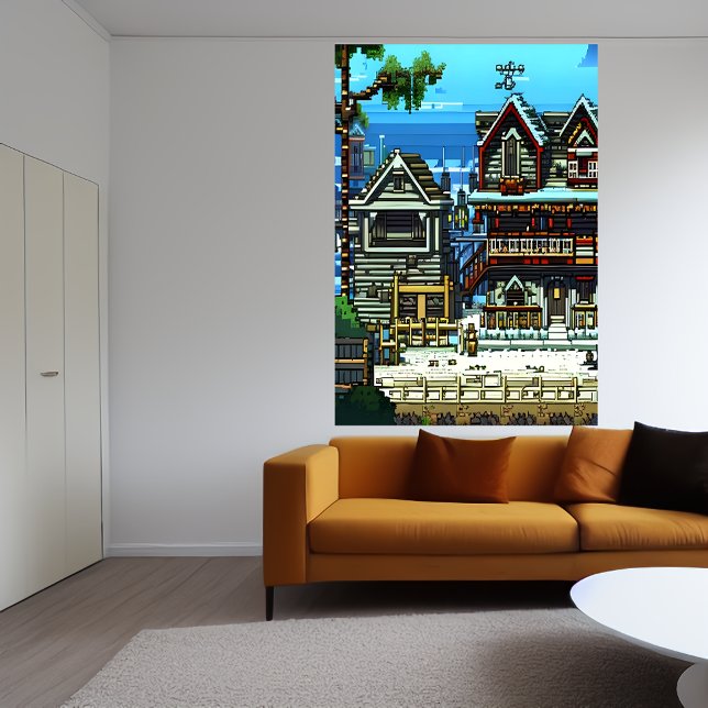 Pixel art, ville américaine | AI Art Poster (Créateur téléchargé)
