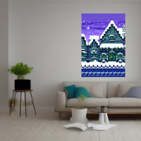 Pixel art, ville dans la neige | AI Art Poster