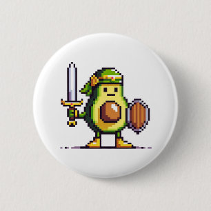Pixel Avocado Warrior - Retro Gaming Art 2 Inch Round Button