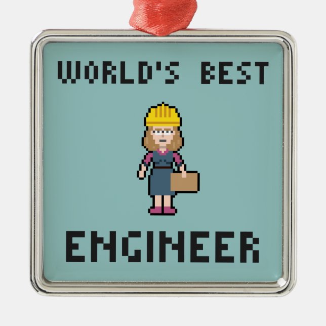 Pixel Best Female Engineer Metal Ornament (Front)
