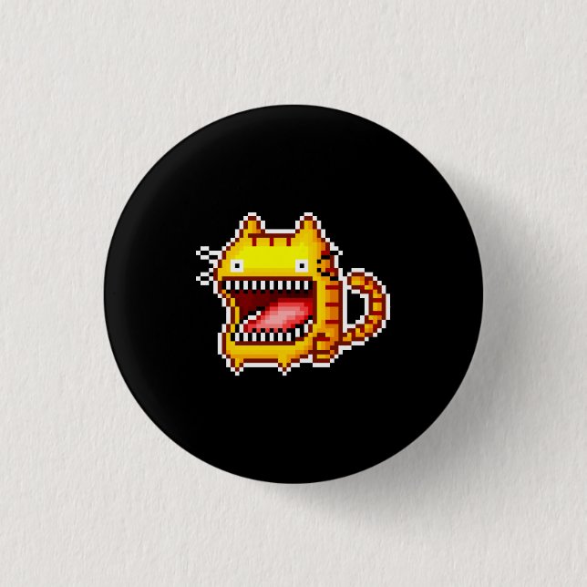 Pixel Big-Mouthed Cat Button (Front)