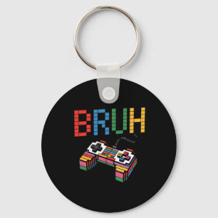 Pixel Block Gamer Controller Bruh Funny Retro Styl Keychain