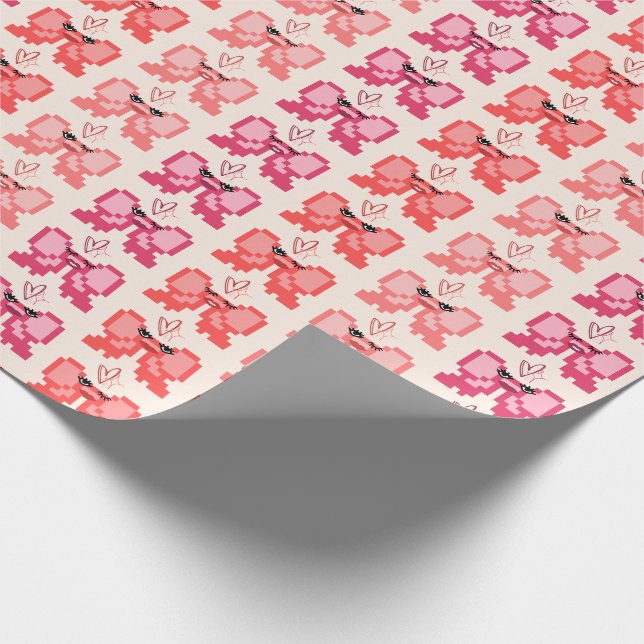 Pixel Bow In High Heels Pattern Wrapping Paper (Corner)