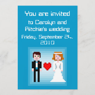 Pixel Bride and Groom - Faire-part de mariage - Bl