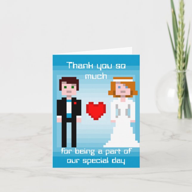 Pixel Bride and Groom - Thank You - Blue (Front)