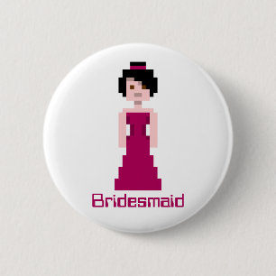 Pixel Bridesmaid - Maroon - black hair - Custom 2 Inch Round Button