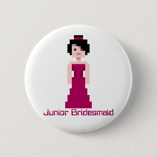 Pixel Bridesmaid - Maroon - black hair - Ivy Custo 2 Inch Round Button