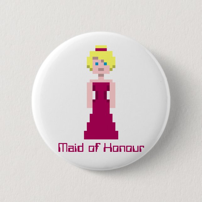 Pixel Bridesmaid - Maroon Custom 2 Inch Round Button (Front)