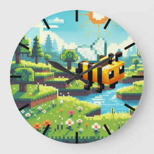 Pixel Buzz: The Sunny Meadow Adventure Large Clock