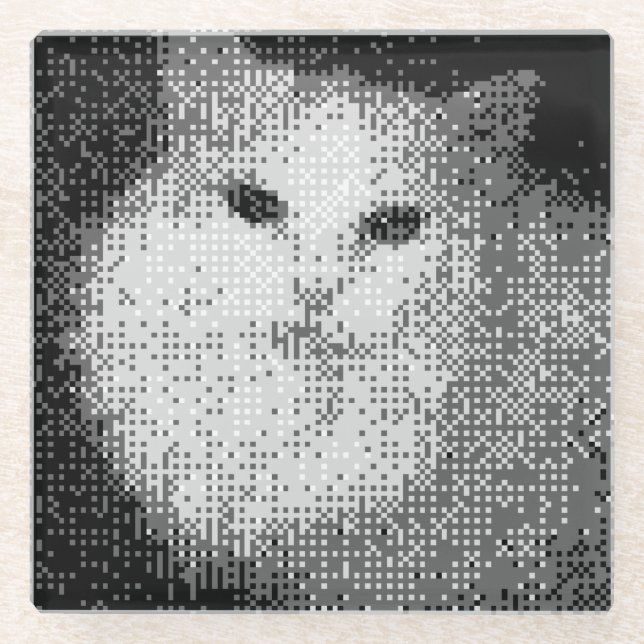 pixel cat glass coaster (Front)