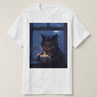 Pixel Cat Late Night Coffee – Cozy 2AM Chill T-Shirt