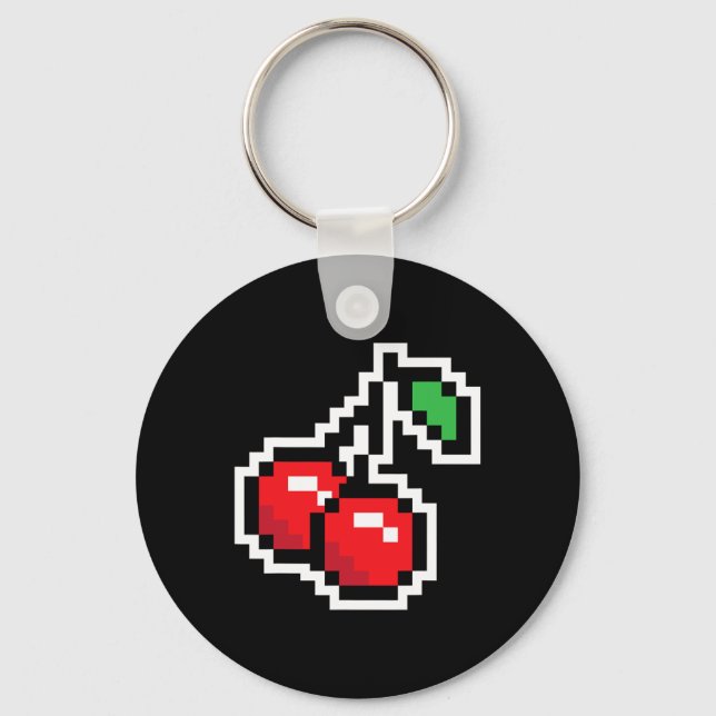 Pixel Cherries 80s Video Game Halloween Costume Ea Keychain (Front)