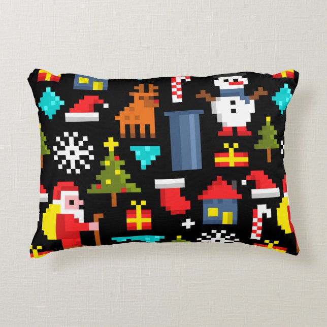 Pixel Christmas Accent Pillow (Front)