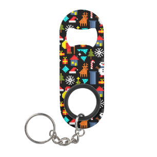 Pixel Christmas Keychain Bottle Opener