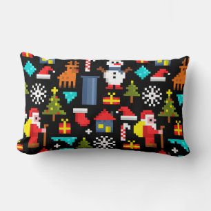 Pixel Christmas Lumbar Pillow
