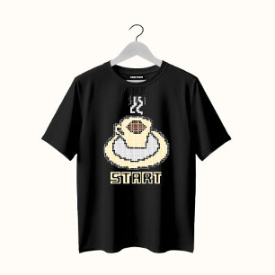 Pixel Coffee Cup Start Retro T-Shirt