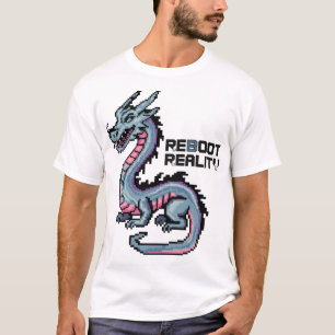 Pixel Cyber Dragon Reboot Reality Glitch Art T-Shirt