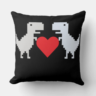 Pixel Dino Love – Coussin de jet rétro mignon