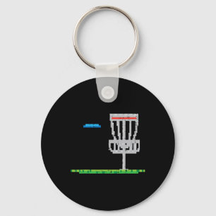 Pixel Disc Golf Frisbee Golfer Frolf Men Boys Kids Keychain