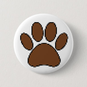 Pixel Dog Paw Print 2 Inch Round Button