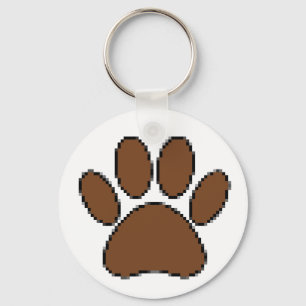 Pixel Dog Paw Print Keychain