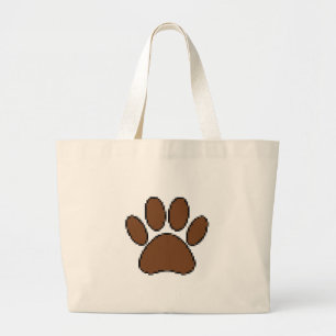 Pixel Dog Paw Print Large Tote Bag