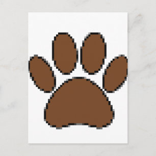 Pixel Dog Paw Print Postcard