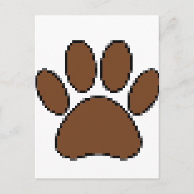 Pixel Dog Paw Print Postcard (Front)
