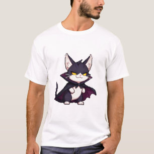 Pixel Dracula Cat – Smug Cute Vampire 8-Bit Cat T-Shirt