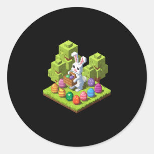 Pixel Easter Bunny Video Gamer Egg Hunting Fun Boy Classic Round Sticker