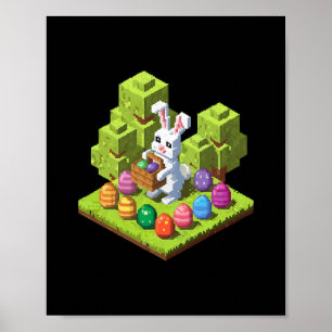 Pixel Easter Bunny Video Gamer Egg Hunting Fun Boy Poster