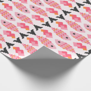 Pixel Fish and Hearts Pattern Wrapping Paper